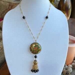 Vintage Hobe Cloisonne Dragon Necklace